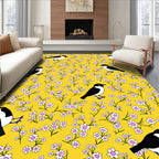 Chirping Birds Amongst Many Flowers Vivid Pattern Rug