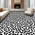 Abstract Black Curve Pattern Design Rug