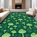 Woodland Mushroom Leafy Pattern Rug
