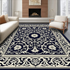 Classic Floral Border Intricate Pattern Rug