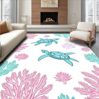 Oceanic Coral Turtle Pattern Rug