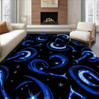Abstract Blue Cosmic Crescent Stars Rug