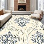 Classic Damask Floral Swirls Design Rug