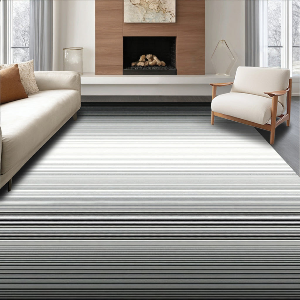 Modern Horizontal Stripe Gradient Rug