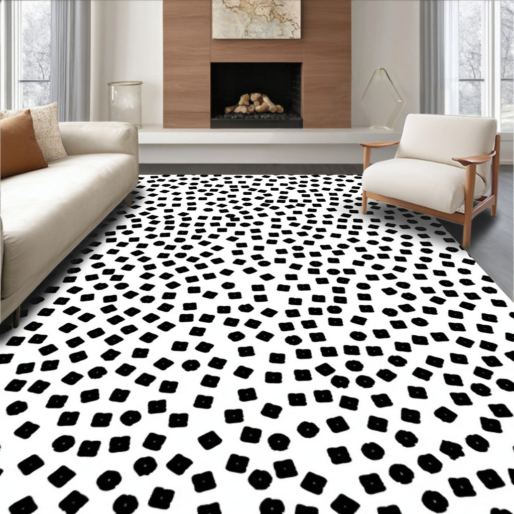 Random Square Circle Pattern Rug