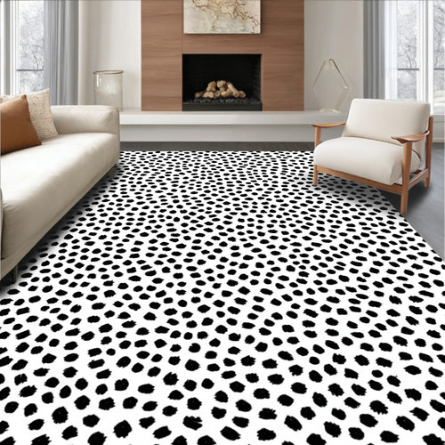 Abstract Black White Dot Pattern Rug