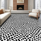 Organic Black White Net Pattern Rug