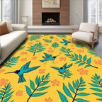 Tropical Ferns and Hummingbirds Pattern Rug