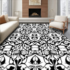 Bold Symmetric Black White Graphic Pattern Rug