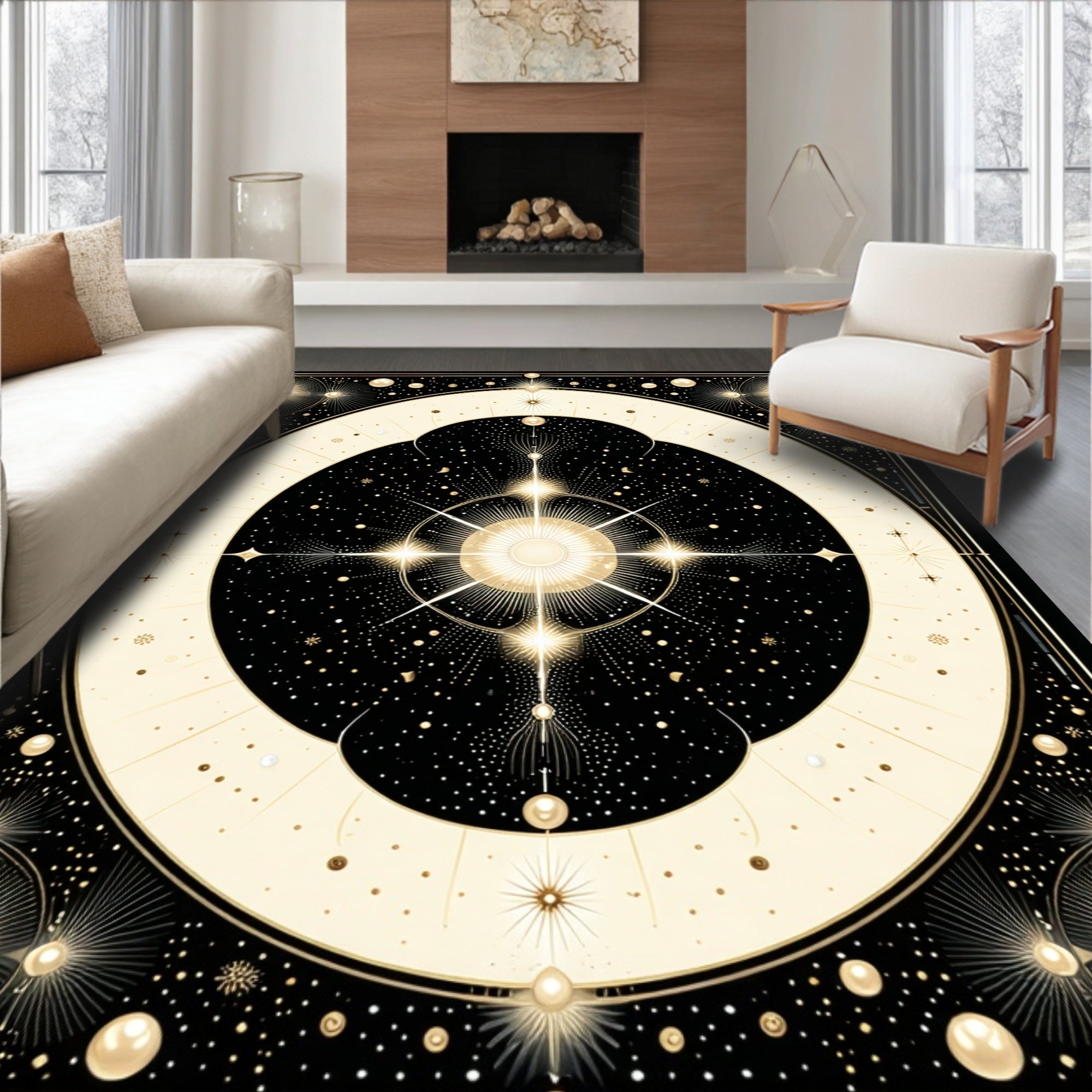 Celestial Starburst Geometric Pattern Rug