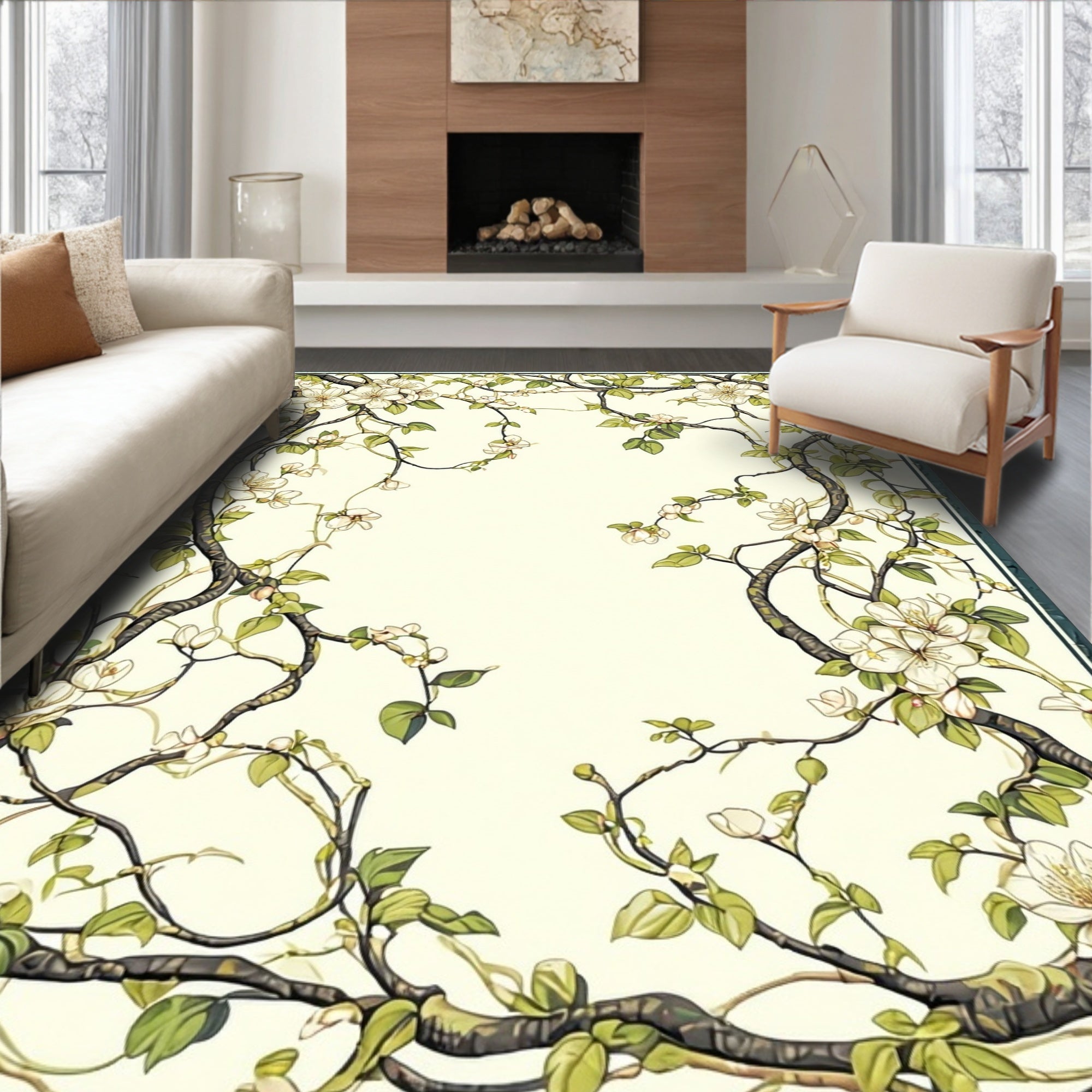 Botanical Flourish Vine and Blossom Rug