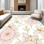 Pink Floral And Butterfly Outline Rug
