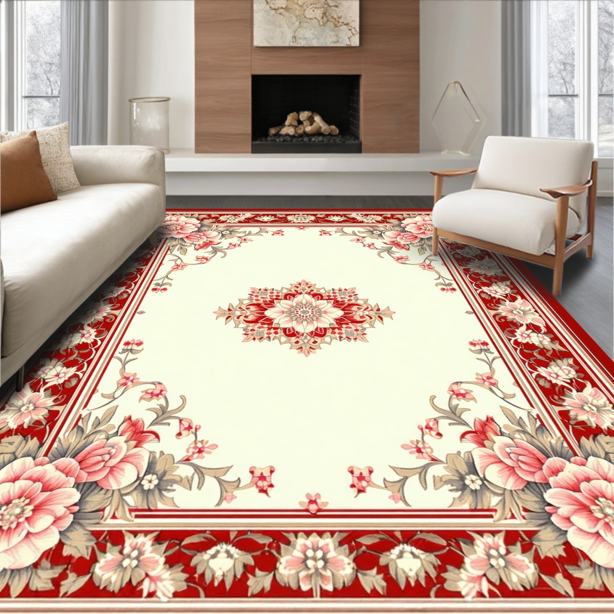 Classic Floral Mandala Pattern Rug