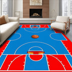 Dynamic Red Blue Basketball Court Rug