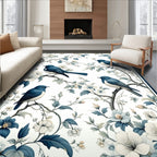 Blue Birds and Floral Branches Design Rug