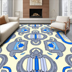 Abstract Symmetric Blue Geometric Design Rug