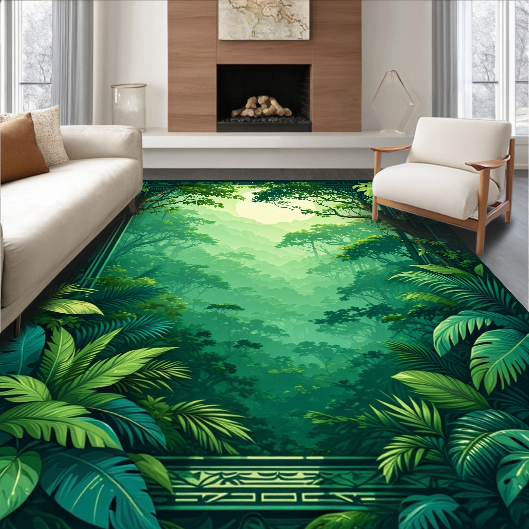 Lush Tropical Forest Vista Rug