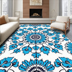 Blue Floral Mandala Pattern Rug