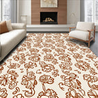Brown Floral Vines Pattern Rug