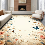 Vintage Floral Butterfly Meadow Design Rug