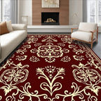 Crimson Floral Medallion Scrollwork Rug