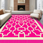 Hot Pink Geometric Lattice Pattern Rug