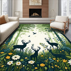 Forest Creatures Foliage Pattern Rug