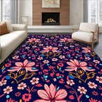 Vibrant Floral Pattern In Pink Blue Rug