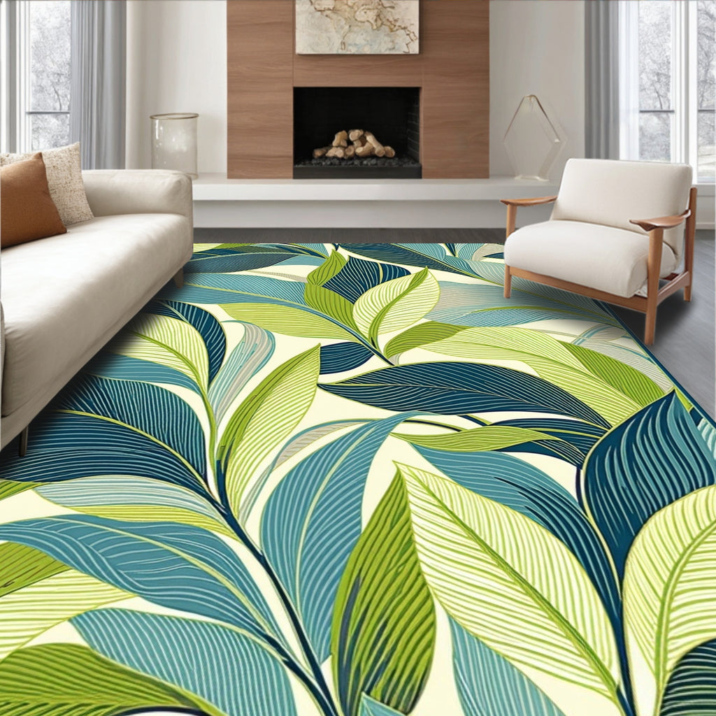 Leafy Vine Tropical Pattern Rug