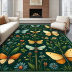 Whimsical Butterfly And Floral Art Rug
