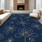 Whimsical Flowers Outline Pattern Rug