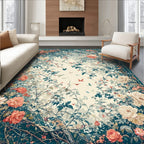 Whimsical Floral Vines And Birds Rug