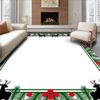 Holiday Deer Pine Holly Collage Rug