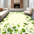 Vibrant Green Leafy Vine Swirl Rug