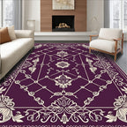 Regal Plum Floral Lattice Design Rug
