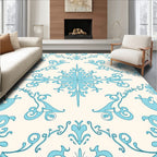 Sky Blue Vintage Floral Medallion Rug