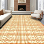 Classic Orange Plaid Grid Pattern Rug