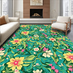 Vibrant Tropical Floral Pattern Design Rug