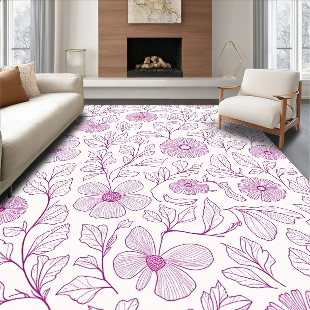 Delicate Floral Vine Pattern Design Rug