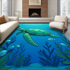 Ocean Turtle Coral Reef Pattern Rug