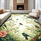 Whimsical Birds Blooming Branches Design Rug