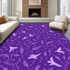 Whimsical Birds with Botanical Vines Pattern Rug
