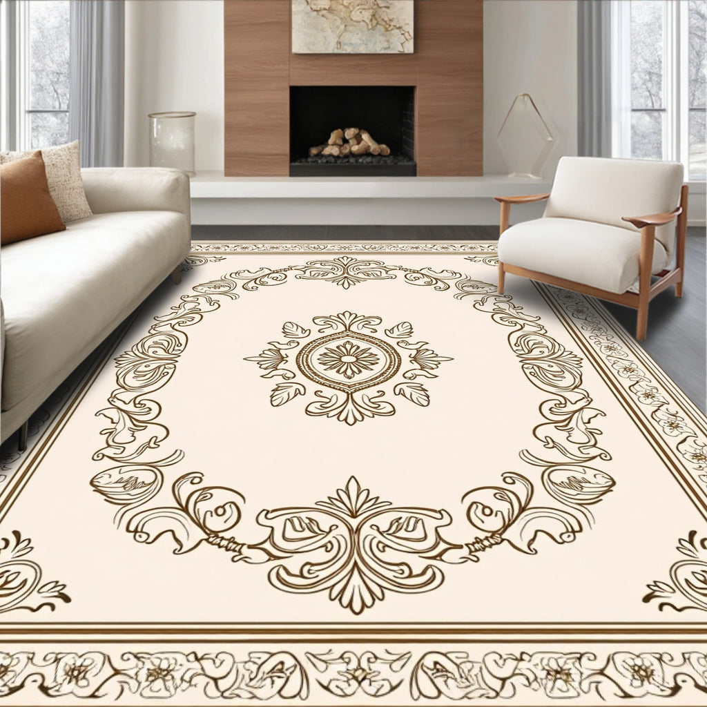 Ornate Floral Scrollwork Pattern Rug