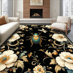 Ornate Floral Insect Pattern Rug
