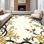 Golden Blossom Branch Border Design Rug