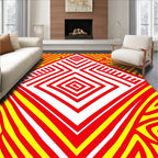 Bold Red Yellow Geometric Waves Rug