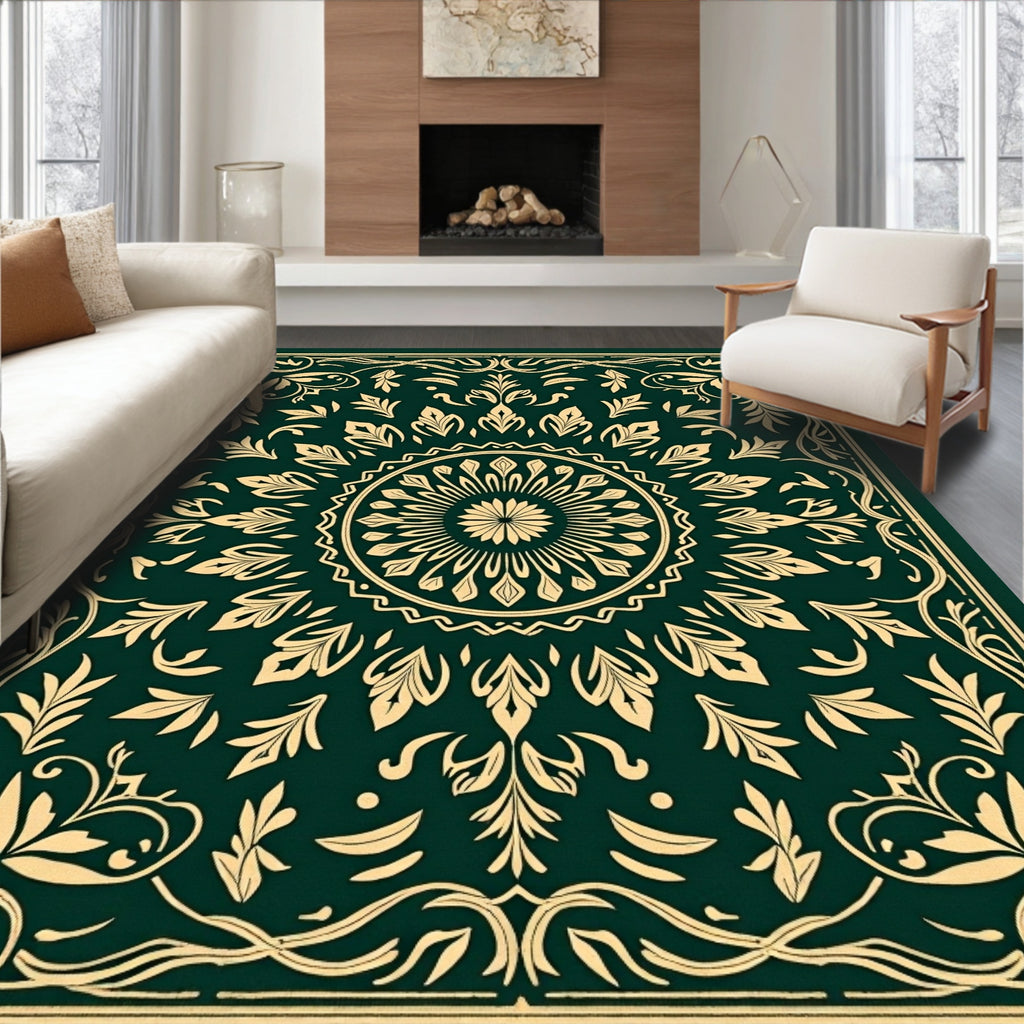 Emerald Gold Floral Medallion Rug