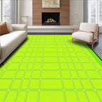 Luminous Lime Green Geometric Grid Rug