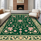 Elegant Pink Floral Botanical Design Rug