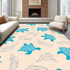 Playful Sea Turtle Seaweed Pattern Rug